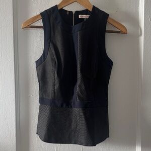 Rebecca Taylor Black Textured Sleeveless Blouse